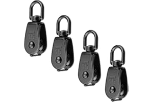 Antrader Single Pulley Block,4Pcs M15 Pulley Block 304 Stainless Steel Lifting Wire Crane Pulley Roller Wire Rope Hanging Wire Towing Wheel,Black