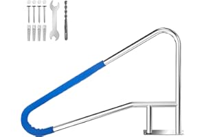 KODOM Pool Handrail 55x32, Stainless Steel Railing, 300Lbs Load Capacity, Glue Grip Cover, GRAP Rail for Pool Steps