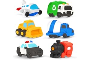 Zippytots 6 PCS Vehicle Floating Bath Toys Mold Free Infant Bath Tub Toys for 12 Months - No Hole Bathtub Toys for Toddlers 1-3 Water Pool Toys for Baby Toddler Ages 1+