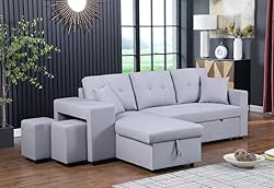 TUTB 93'' L-Shape Convertible Sleeper Sectional
