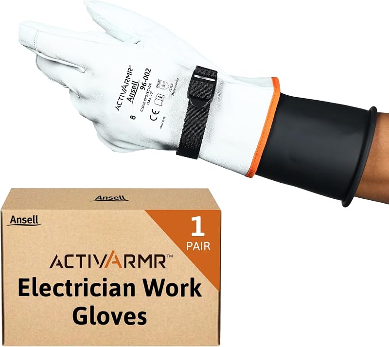 Ansell ActivArmr 96-002 Electrician Leather Glove Protectors Size M