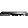 TP-Link 24 Port Fast Ethernet PoE Switch | 24 PoE+ Ports @192W, w/ 4 Uplink Gigabit Ports + 2 Combo SFP Slots | Smart Managed | Limited Lifetime Protection | Support L2/L3/L4 QoS and IGMP(T1500-28Pct)