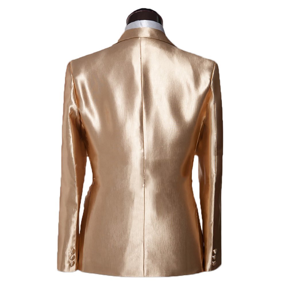 Boyland Mens Unique Blazer Peak Lapel One Button Elegant Single Breasted Satin Shiny Tuxedo Jacket Party Prom