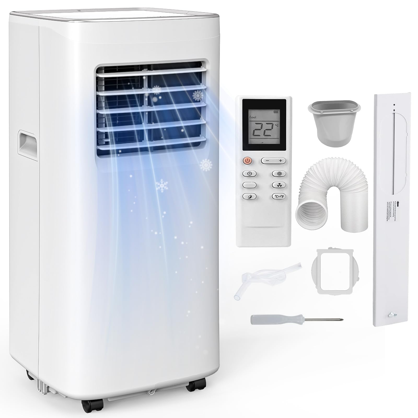 Photo 1 of ***SIMILAR ITEM***8500 BTU Portable Air Conditioners Cool Up to 360 Sq.Ft,3 IN 1 portable ac unit with Remote Control/LED Display/24Hrs Timer/Window Installation Kit & Screwdriver,White