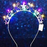 DRESBE Light Up Colorful Star Headband Rave LED Stars Headbands Glow Party Hair Accessories for Women (Silver)