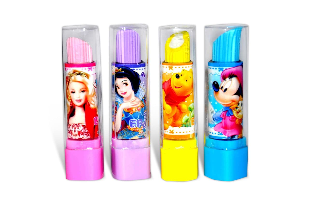 Lipstick Style Rubber Eraser for Birthday Party Return Gift, Multi