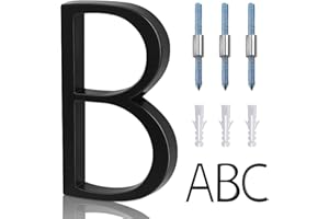5" Metal Floating House Numbers,Ranslen Black Zinc Alloy Solid Modern House Address Number,Anti-Rust House Numbers Decorative Address Sign for Door Garden Mailbox with Nail Kit,Coated Black,Letter(B)