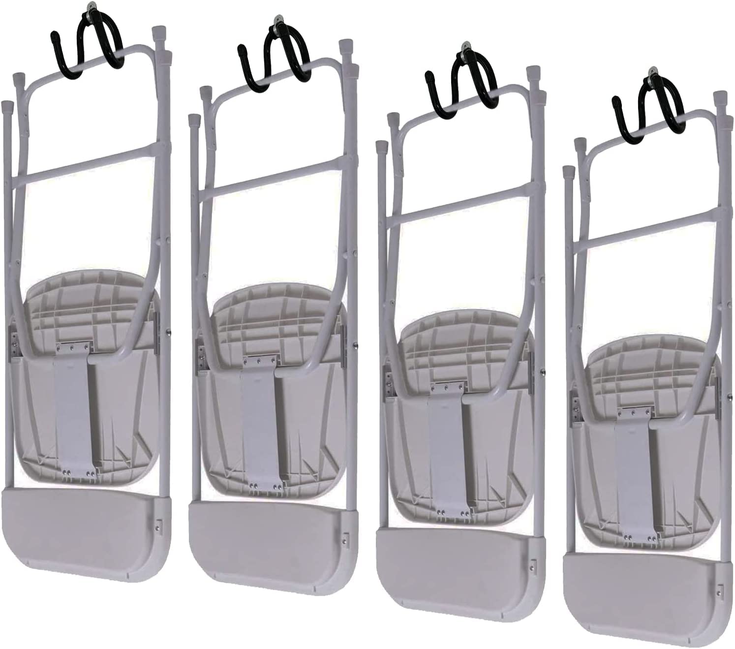 AUXPhome 4 Pack Wall Mounted Chair Storage Rack, Folding Organizer and Hanger, Garage Tool Organizer for Home
