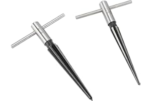 YaeKoo 2 pcs Tapered Reamer T Handle 6 Fluted Chamfer Bridge Pin Hole Hand Held Reamer Sizes 1/8"-1/2" (3-13mm) & 5''-5/8'' (5-16mm) Handle Drilling Tools