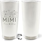 MOTERMATE Best Mimi 20oz Travel Coffee Mug Tumbler, Mimi Gifts for Christmas from Grandson Grandkids Granddaughter, Grandma Birthday Gifts, Grandma Water Stainless Steel Tumbler with Lid and Straw