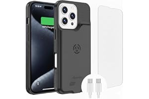 Alpatronix Battery Case for iPhone 15 Pro & 15, Portable Strong Slim Protective Extended Charger Cover, 15W Fast Charging, 7000mAh Wireless Charging Case, Apple Pay, CarPlay (BX15) –Dark Black