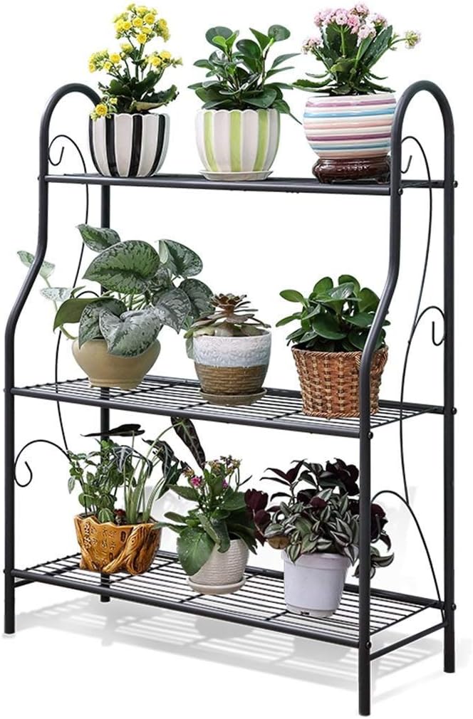 Practical Shelf 3-Layer Flower Rack - Metal Plant Stand - Indoor/Outdoor/Garden/Balcony/Living Room Ladder Plant Flower Pot StandStorage Shelves - Multi-Layer Stand Bonsai Display Stand Flower Rack Li