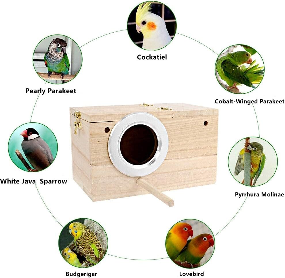 HANG Parakeet Nest Box Bird cage with Natural Pine Wood, Bird Nest Breeding Box Cage for Budgie/Cockatiel/Conure/Parrot/Dove : Pet Supplies