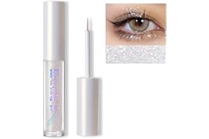 Erinde Liquid Glitter Eyeshadow Eyeliner, Korean Makeup Bling Under Eye Shadow, Shimmer Metallic, Lightweight Waterproof Long Wearing, Loose Glue for Crystals Eye Makeup, Colorful Sequins