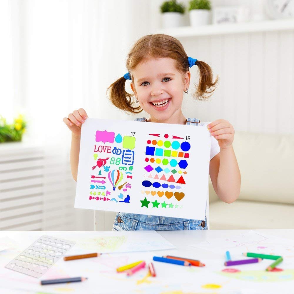 Rpuomtz 24 PCS Journal Stencil Plastic Planner Set for Journal Notebook Diary Scrapbook DIY Drawing Template 4x7 Inch