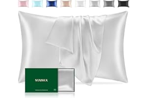 Mulberry Silk Pillowcase for Hair and Skin, SGMSILK 22 Momme Natural Silk Pillow Case with Hidden Zipper, 6A Soft and Smooth Single Sided Pure Silk Pillow Cover (Light Gray, Standard 20"x26")