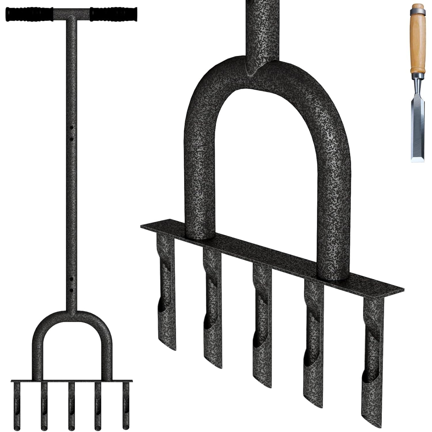 Photo 1 of BOYVEN Lawn Coring Aerator, Steel 5 Core Plug Aerator Lawn Tool with Soft Rubber Grip, Manual Grass Aerator Tool, Garden Tool & Cleaning Hand Tool for Loosening Soil and Improving Lawn Health