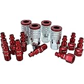 Milton Industries ColorFit Coupler & Plug Kit - (M-Style, Red) - 1/4" NPT, (14-Piece)