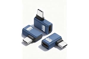 CERRXIAN USB C Adapter 3 Pack, 90 Degree USB C Male to USB Type-C Female Adapter 80 Gbps 240W Charge OTG Converter Speed Data