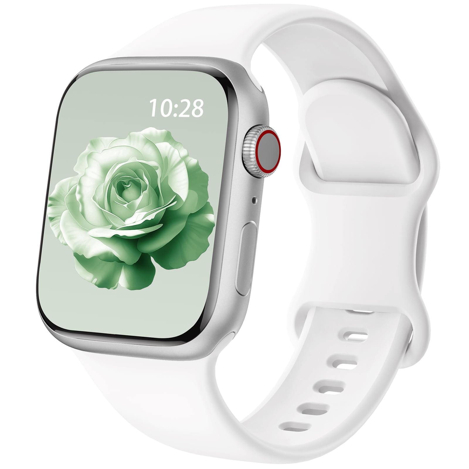 Patented Upgraded Silicone Strap Compatible with Apple Watch Straps 38mm 40mm 41mm 42mm 44mm 45mm 46mm 49mm Women Men,Soft Sport Bands for iWatch Series 11 10 9 8 7 6 5 4 3 2 1 SE Ultra,White