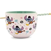 Disney Lilo & Stitch Elvis Ceramic Ramen Dinnerware Set | Includes 20-Ounce Noodle Bowl and Bamboo Chopsticks