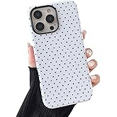 Sayoaho Compatible with iPhone 14 Pro Case, Fashion Cute Polka Dot Pattern Aesthetic Design for Women, Soft TPU and Hard Back Shockproof Phone Case for iPhone 14 Pro 6.1 inch, White