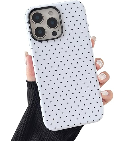 Coque IPhone 12/12 Pro 6.1'' – Housse Silicone Souple Avec Motif Pois Blancs Sur Fond Noir | Protection Antichoc Fine Et Mignonne