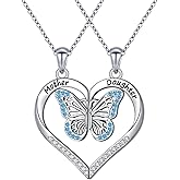 S925 Sterling Silver Mother Daughter Set 2 Granddaughter Family Heart Pendant Necklace Jewelry from Dad Mom Grandmother Son Birthday