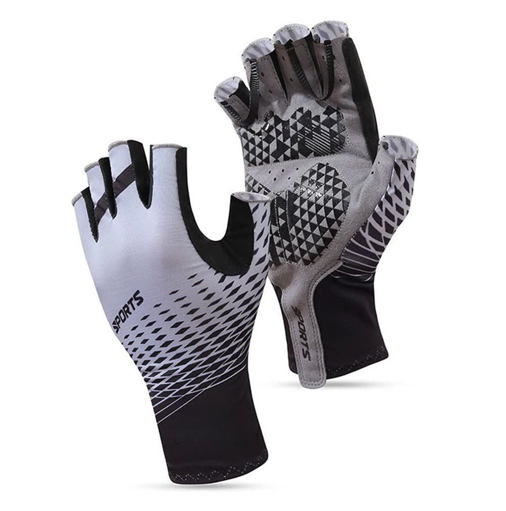 TINAYAUE Men Women Half Finger Driving Gloves Mittens Cool Fabric Breathable Lightweight Non Slip Fingerless Bike Cycling Gloves Shockproof UV Protection Gloves Mitts for Motorcycle Hiking Running