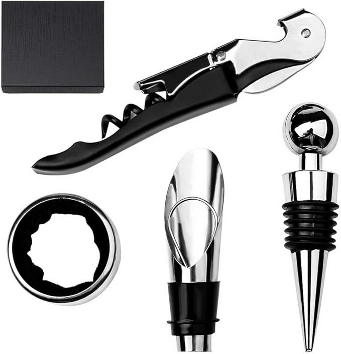 Wine Opener Set, 4 in 1 Premium Wine Corkscrew Kit Manual Wine Opener