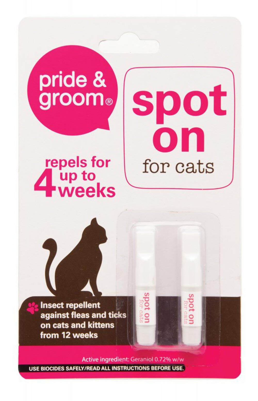 Pride & Groom Spot On for Cats Flea & Tick Repellent, White