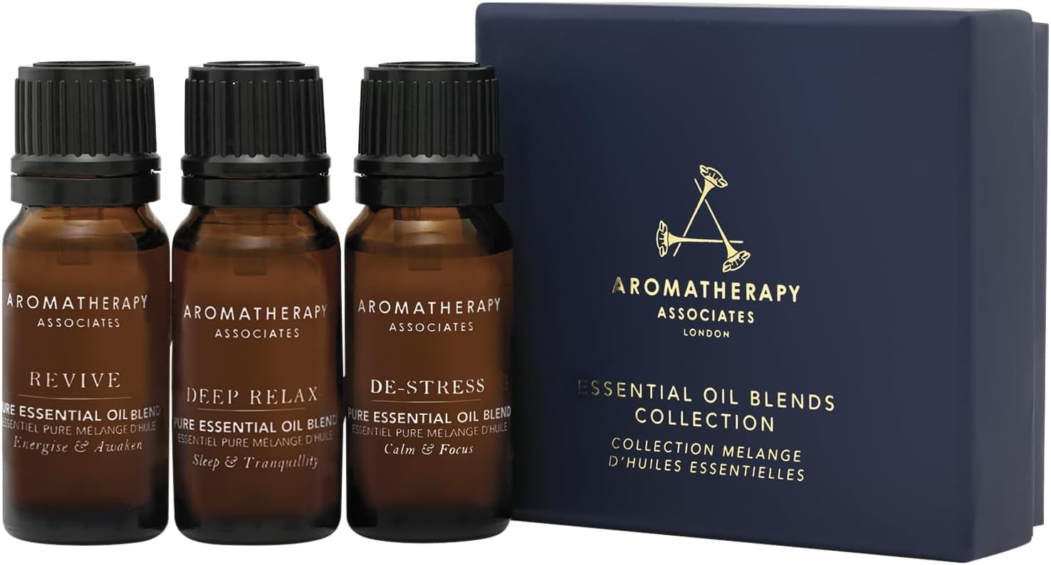 AROMATHERAPY ASSOCIATES Wellbeing Essential Oil Blends Collection, Gift Set, De-Stress, Revive, Deep Relax Pure Essential Oil for Sleep Relaxation Anxiety, Energy and Motivation, Atomise Applicable
