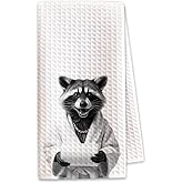 Shescrzionu 1 PCS Funny Raccoon Hand Towels, Fun Raccoon Gifts for Women, Animal Decorative Kitchen Towels for Kids' Bathroom,Pet Owners Housewarming - C06