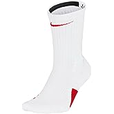 Nike Elite Crew Unisex Socks SX7622-103 (WHITE/UNIVERSITY RED/UNIVERSIT), Size M