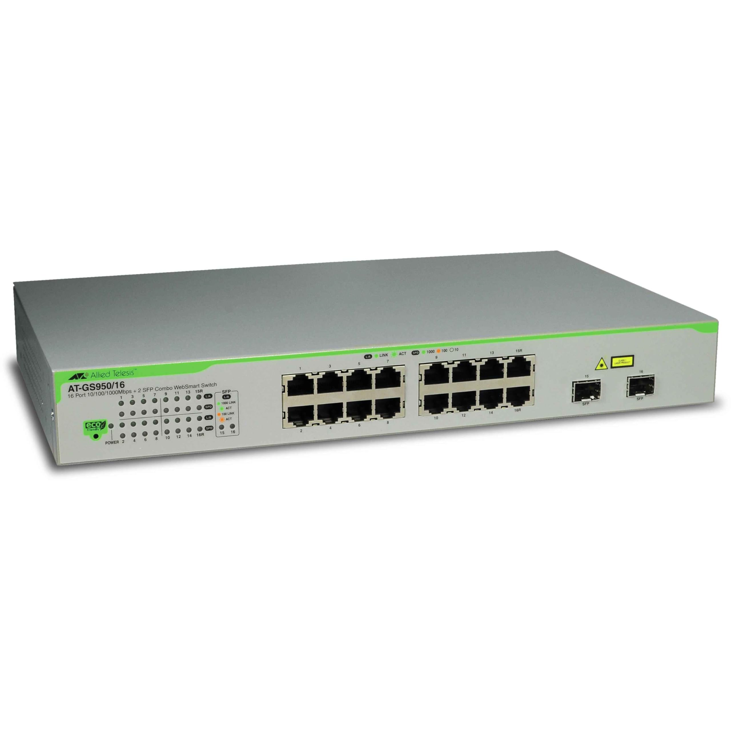 Allied Telesis AT GS950/16 WebSmart Switch - switch - 16 ports - Managed - desktop