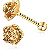Christmas Gifts 14K Gold Plated Rose Flower Stud Earrings for Women,Hypoallergenic Screw Back Earrings,Earrings Jewelry Gifts for Women
