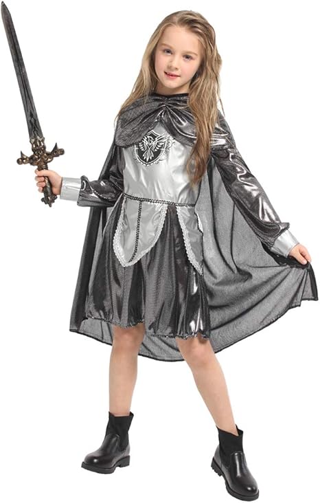 Amazon ハロウィン 仮装 子供 女の子 プリンセス ナイト風 ワンピース マント付き ハロウィン コスプレ キッズ ナイト ハロウィン 衣装 子供 ナイト ハロウィン コスチューム ワンピース ハロウィン 衣装 仮装 イベント こども ワンピース110cm 1cm 130cm 140cm M