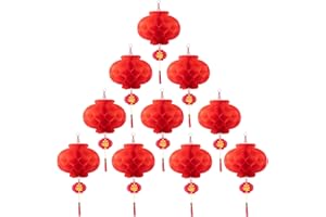 TopAAA 10 Inch Red Paper Lanterns Chinese Lanterns Festival Decorations for Home, Wedding and Restaurant(Set of 10)