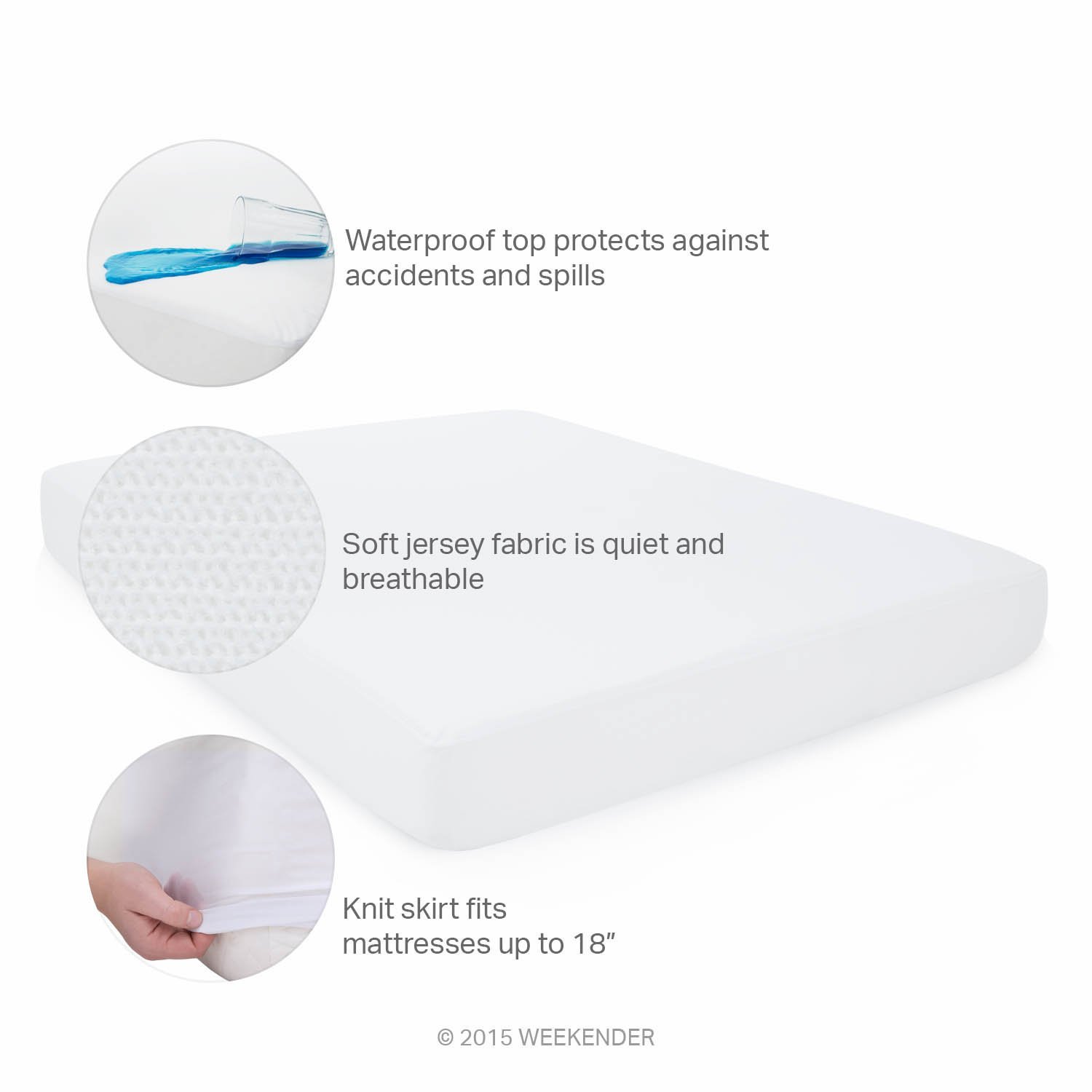 WEEKENDER Fitted Jersey Mattress Protector with Quiet Waterproof Barrier - Queen