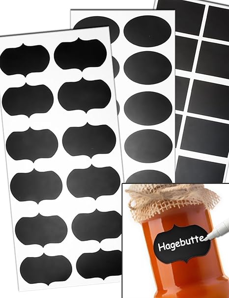 HomeTools.eu® - 36 Etiketten selbstklebend für Einmach-Gläser Vorrats-Dosen | Aufkleber Beschriftung Tafel-Schildchen Landhau
