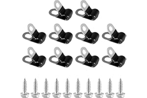 KPALAG 10 PCS 3/16" Brake Line Clips 304 Stainless Steel Rubber Coated Insulated Cable Clamps-Metal Wire Clamps, Hose Clamp, 