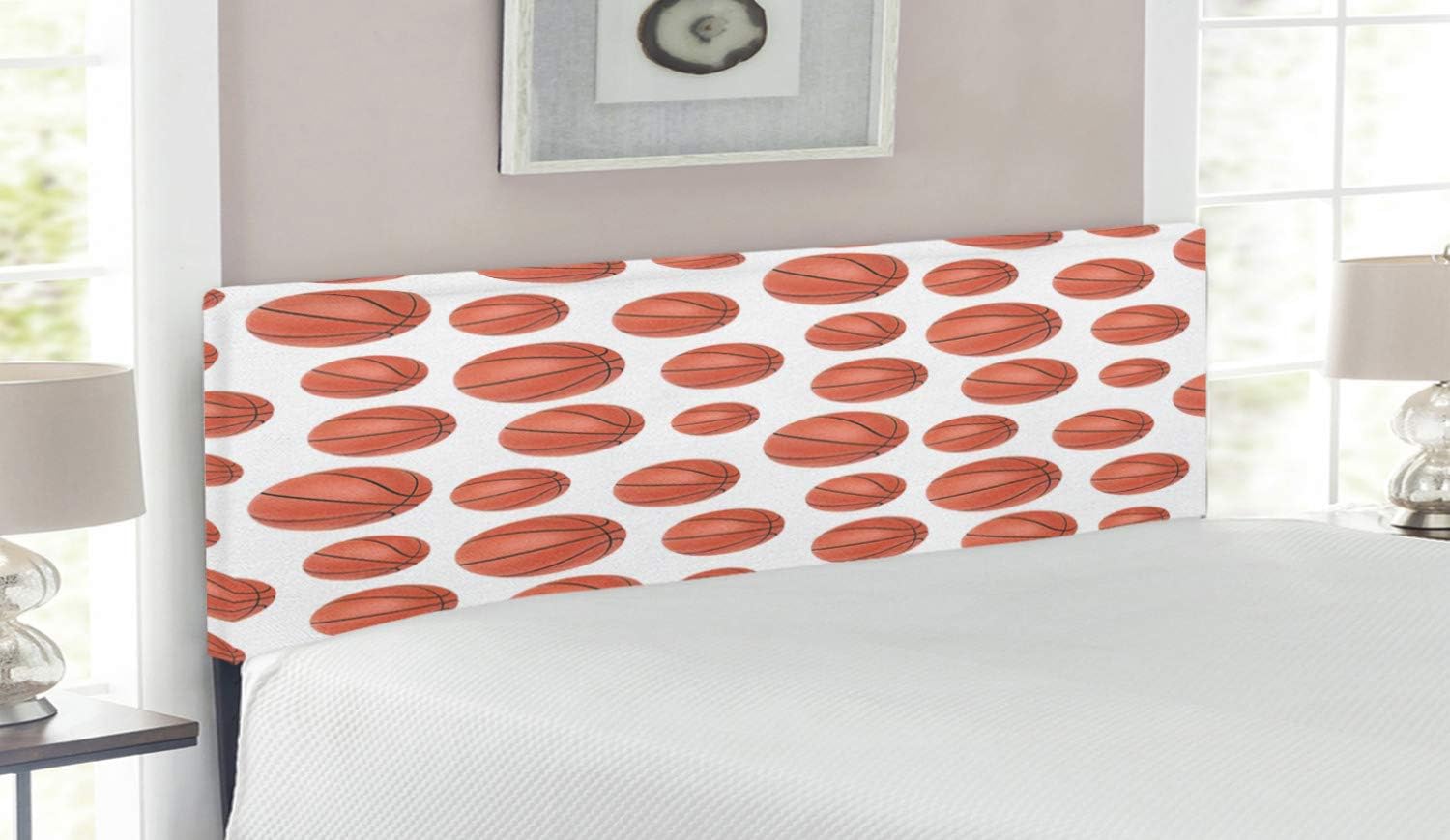 Ambesonne Basketball Headboard, Realistic Style Balls