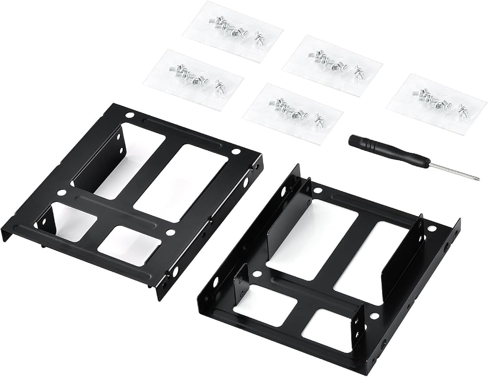 ELUTENG 2.5 to 3.5 Inch HDD SSD Adapter Bracket Mount Kit 2 Pack Black Metal
