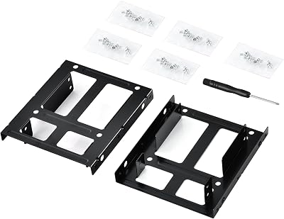 ELUTENG 2.5 to 3.5 Inch HDD SSD Adapter Bracket Mount Kit 2 Pack Black Metal