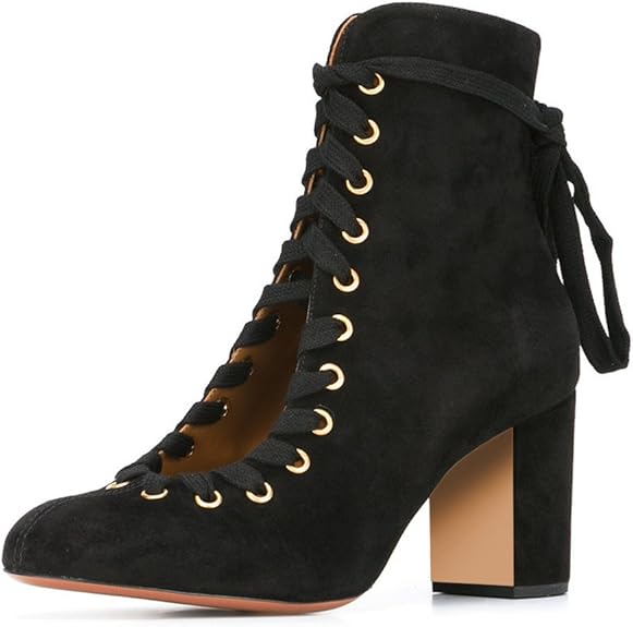 solid round toe heeled boots