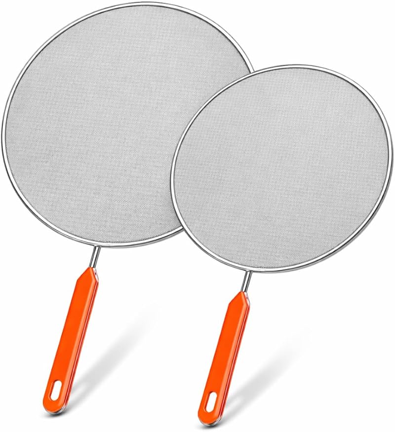 VR7 2-piece Metal Splatter Screen Frying Pan Grease Guard Fine Mesh 25cm 29cm