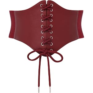 Scarlet Darkness Corset Belt for Women Renaissance Pirate Corset | Lace-up Front, Wide Elastic, Faux Leather, Adjustable, Pir