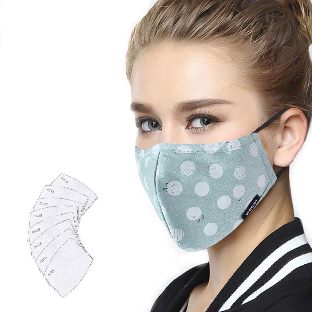 Lyanty Anti Pollution Mask Military Grade N99 Mask Washable Cotton Mouth Masks Replaceable Filter (One Mask + 8 filters)-Circle
