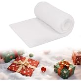 SULOLI Christmas Snow Blanket Roll, 3 x 8 Ft Artificial White Soft Snow Blanket for Christmas Village Sets Xmas Party Decorations and Table Runners