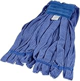 AmazonBasics Commercial Microfiber Tube Mop Head, 5 Inch Headband, Medium, Blue, 6-Pack